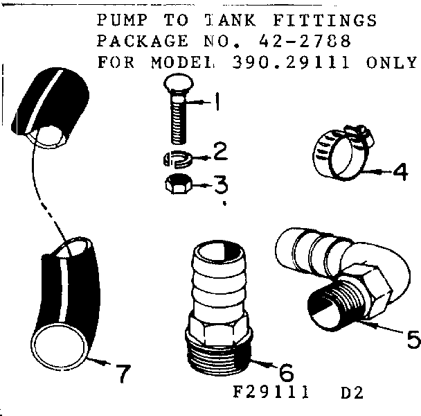 Pump to tank fittings - 29111 only