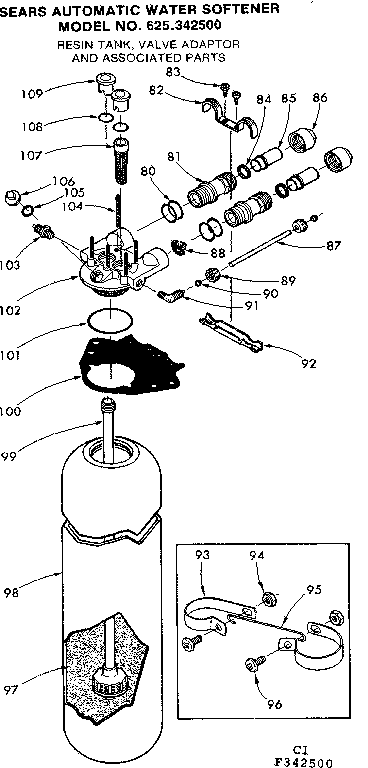 Resin tank, valve adaptor & assoc. parts