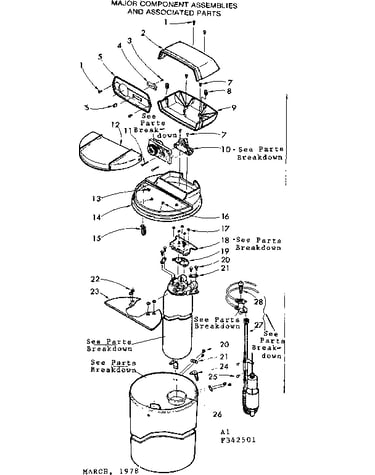 Major component assemblies and associated parts