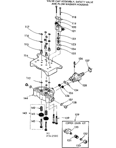 Valve cap assem safety valve & flow washer housing