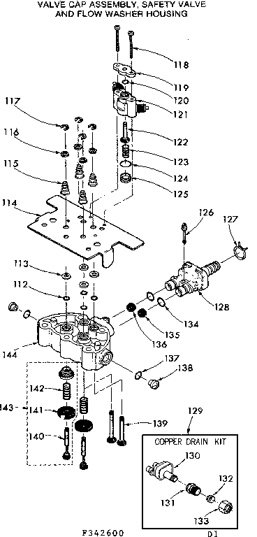 Valve cap assem, safty valve & flow washer housng