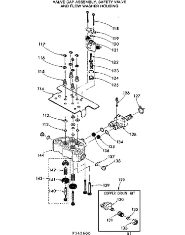 Valve cap assem, safty valve & flow washer housng