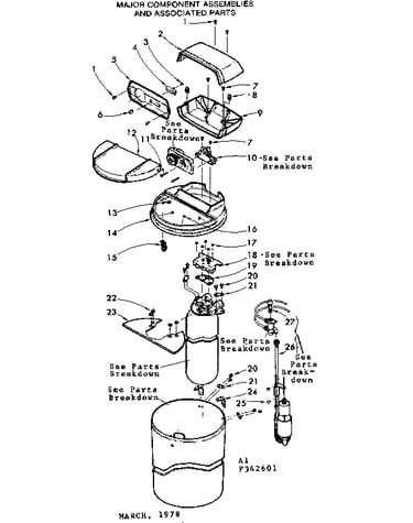 Major component assemblies and associated parts