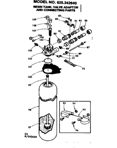 Resin tank valve adaptor and connecting parts