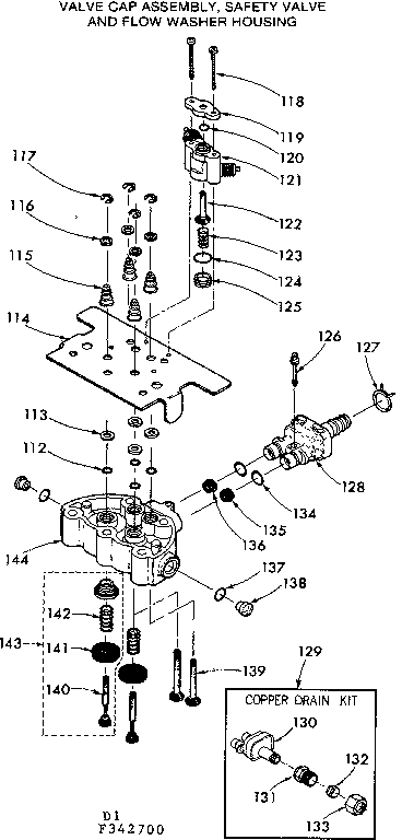 Valve cap assem safty valve & flow wshr housing