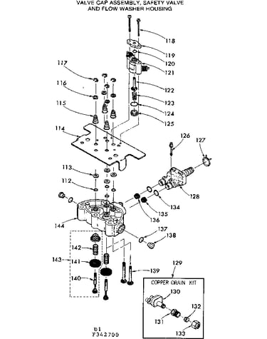 Valve cap assem safty valve & flow wshr housing