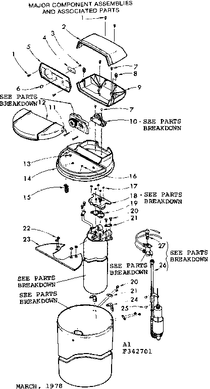 Major component assemblies and associated parts