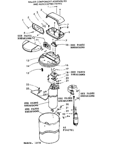 Major component assemblies and associated parts