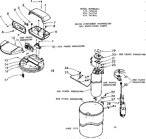 Major component assemblies & associated parts