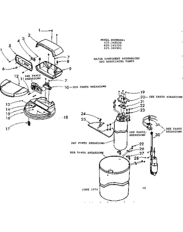 Major component assemblies & associated parts