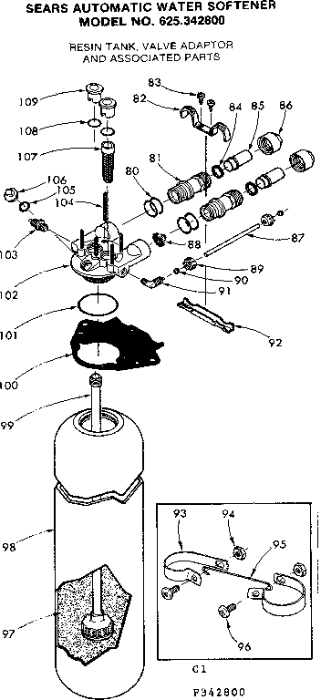 Resin tank, valve adaptor & associated parts
