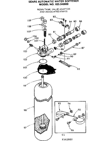 Resin tank, valve adaptor & associated parts