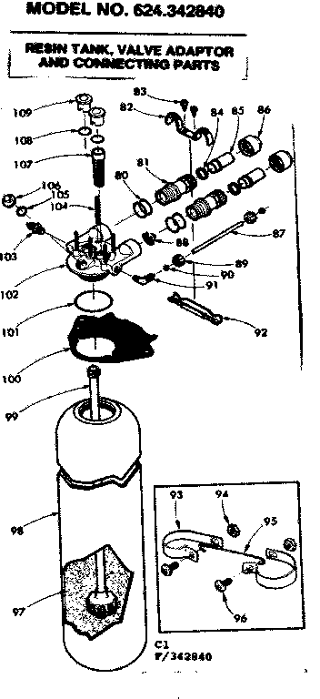 Resin tank, valve adaptor and connecting parts