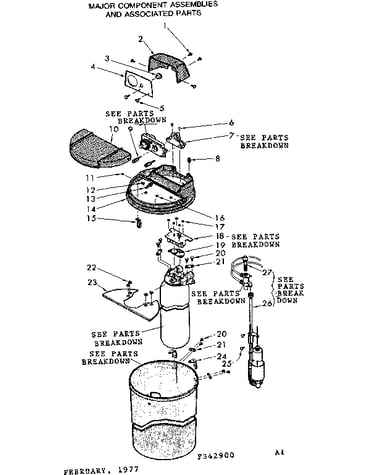 Major component assemblies and associated parts