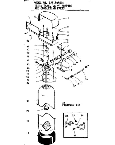 Resin tank valve adaptor and connecting parts