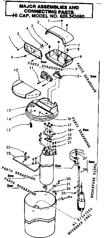 Major assemblies and connecting parts