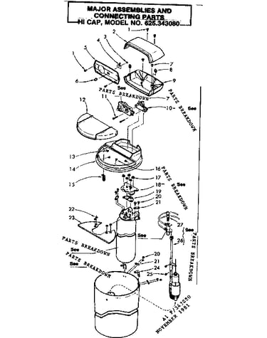 Major assemblies and connecting parts