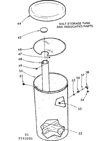 Salt storage tank and associated parts