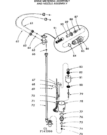 Brine metering assem and nozzle assem