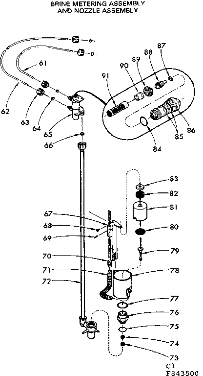 Brine metering assembly & nozzle assembly