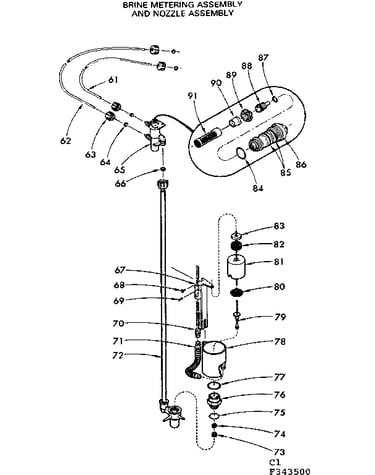 Brine metering assembly & nozzle assembly