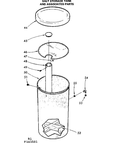 Salt storage tank and associated parts
