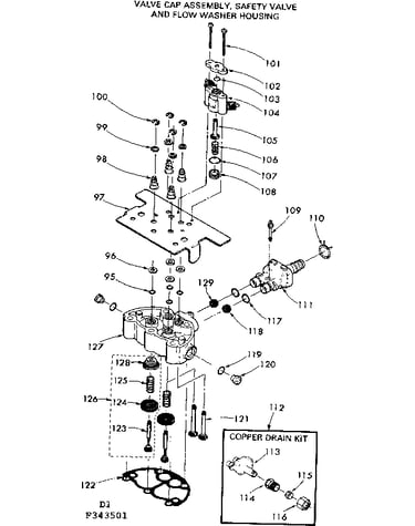Valve cap assem, safty valve & flow washer housing