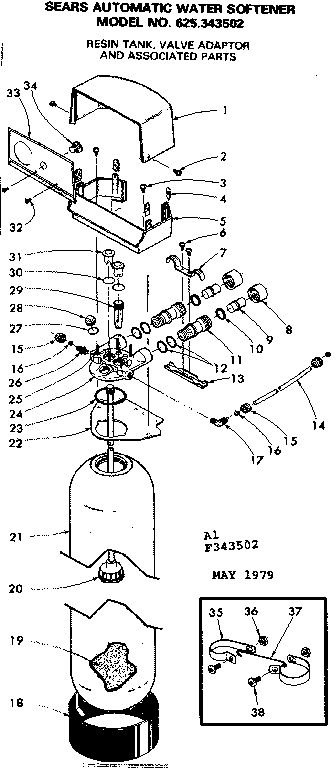 Resin tank, valve adaptor and associated parts