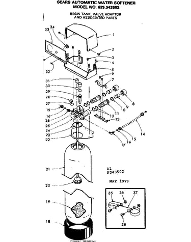 Resin tank, valve adaptor and associated parts