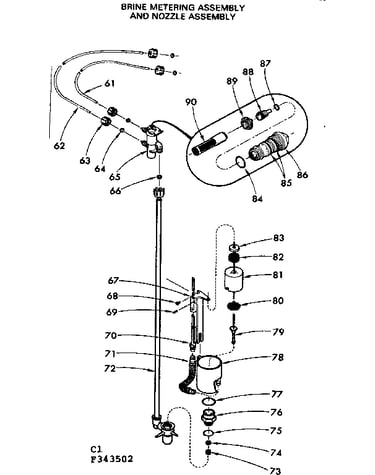 Brine metering assembly and nozzle assembly