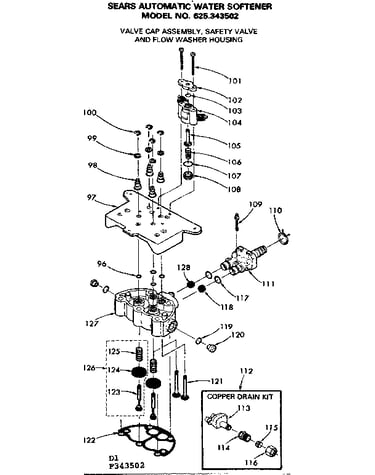 Valve cap assm safty valve & flow washer housing