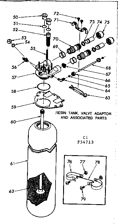 Resin tank, valve adaptor & assoc. parts