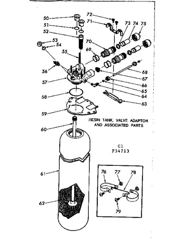 Resin tank, valve adaptor & assoc. parts