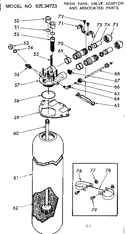 Resin tank, valve adaptor & assc. parts