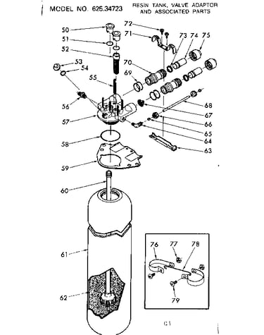 Resin tank, valve adaptor & assc. parts