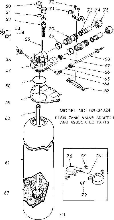 Resin tank, valve adaptor & assoc. parts