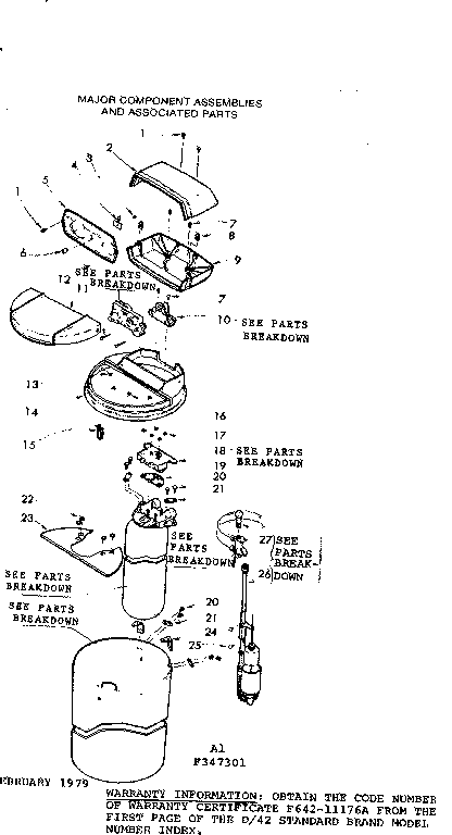 Major component assemblies and associated parts
