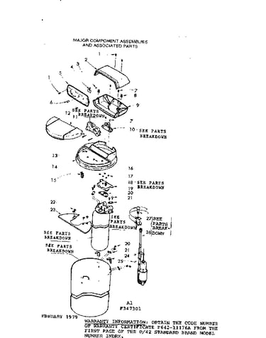 Major component assemblies and associated parts