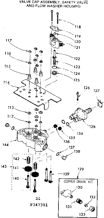 Valve cap assem. safety valve & flow wash. housing