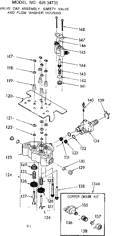 Valve cap asm., safety valve & flow washer housing