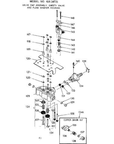Valve cap asm., safety valve & flow washer housing