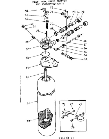 Resin tank, valve adaptor & associated parts