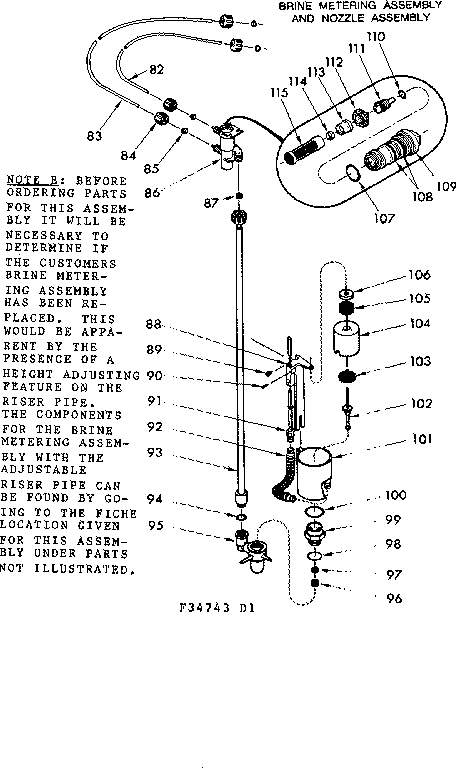 Brine metering assembly & nozle assembly
