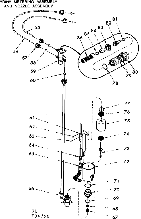 Brine metering assembly & nozzle assembly