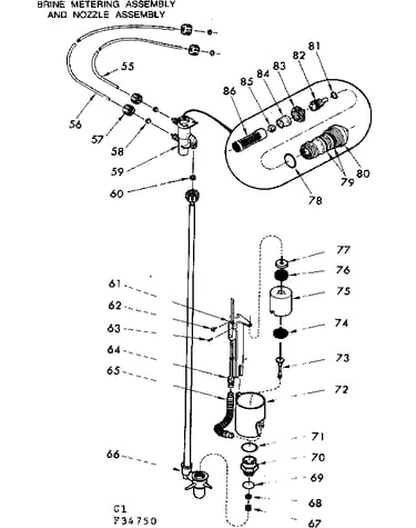 Brine metering assembly & nozzle assembly