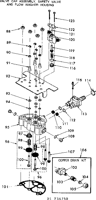 Valve cap asm-safety valve & flow washer housing