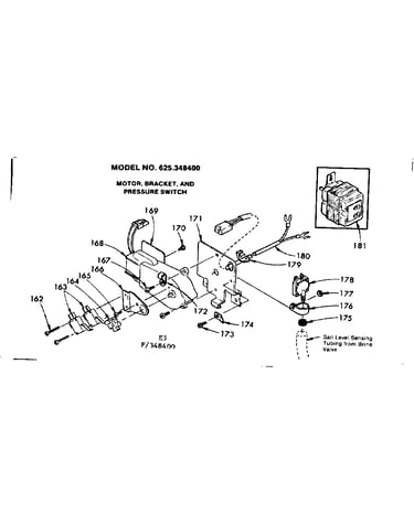 Motor/bracket and pressure switch