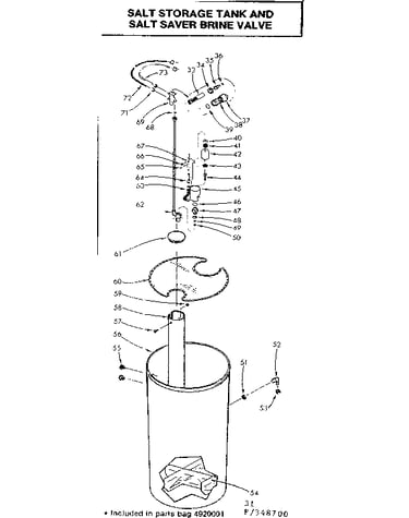 Salt storage tank and salt saver brine valve