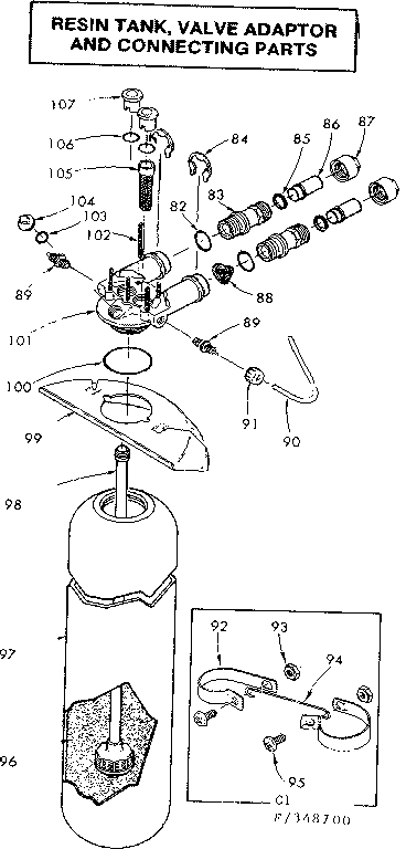 Resin tank valve adaptor and connecting parts