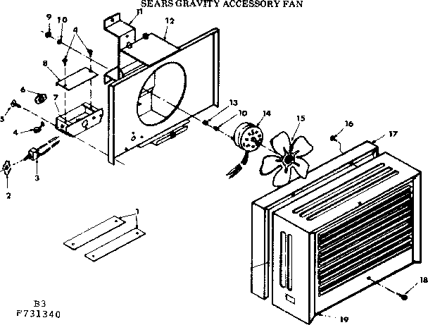 SEARS GRAVITY ACCESSORY FAN STOCK NO. 42-72146